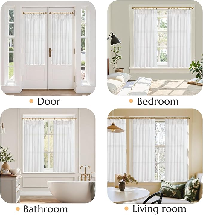 jinchan Pinch Pleated Linen Blend Curtains 54 Inch 2 Panels Light Filtering - Image 5