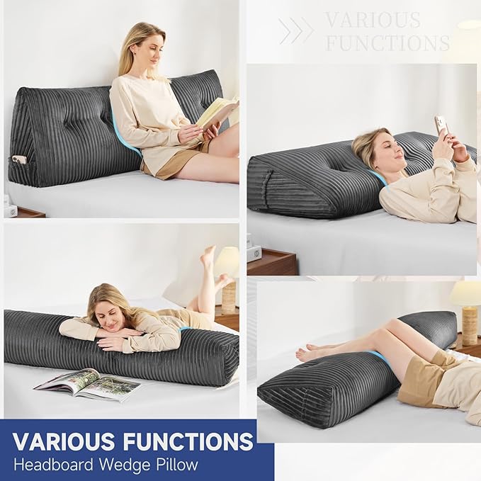 Z-hom Full Headboard Pillow, Triangular Wedge Reading Pillow - Image 4