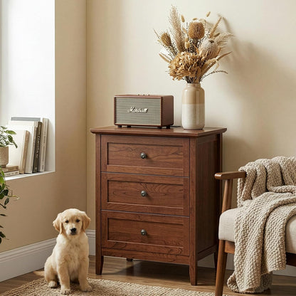 karl home brown farmhouse nightstand, wide end table, view 9