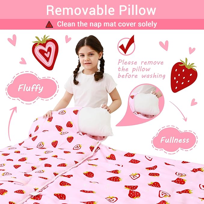 Toddler Nap Mat with Pillow and Blanket, Extra Large Rolled Napping Mats - Image 5
