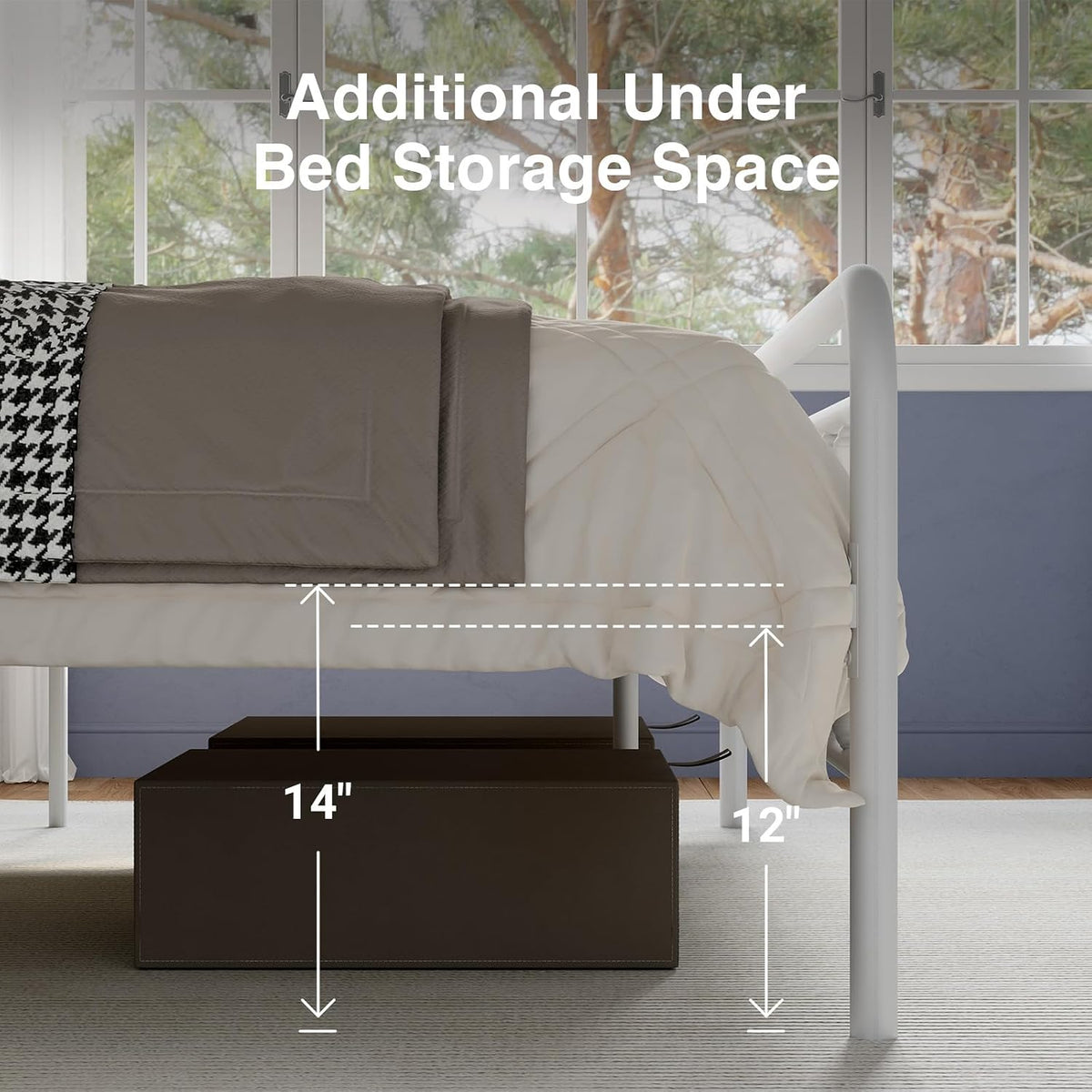 novilla metal full size bed frame - modern, close-up detail