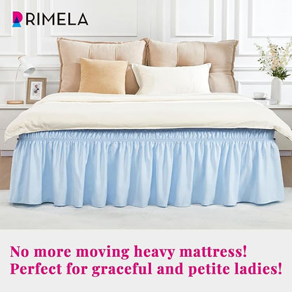 RIMELA Light Blue Bed Skirt King Size 18 Inch Drop, Elastic Bed Skirting - Image 2