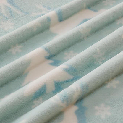 COOVA Christmas Faux Rabbit Fur & Flannel Throw Blanket 50x60 Inch - Image 5