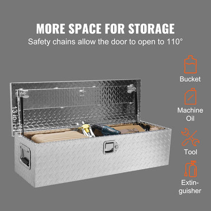 vevor heavy duty aluminum truck bed tool box, close-up detail
