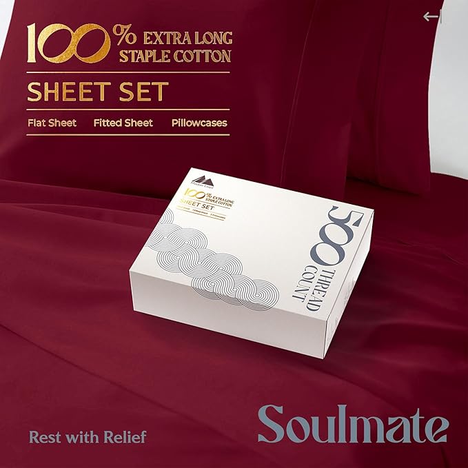 Mayfair Linen 500 Thread Count 100% Cotton Sheets King Size Bed Set - Image 3