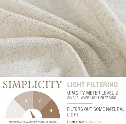 jinchan Beige Kitchen Curtains Linen Tier Curtains 36 Inch Farmhouse Cafe Drapes - Image 5