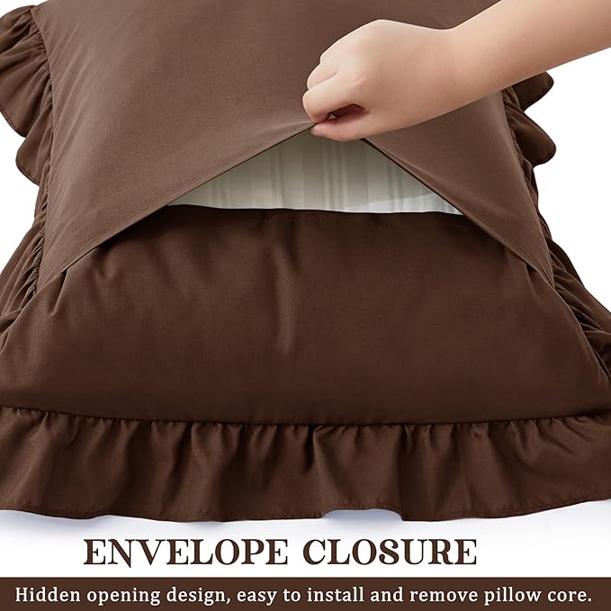 KKJIAF Ruffle Pillow Cases Standard Size Set of 2, Ruffled Pillow Covers - Image 5