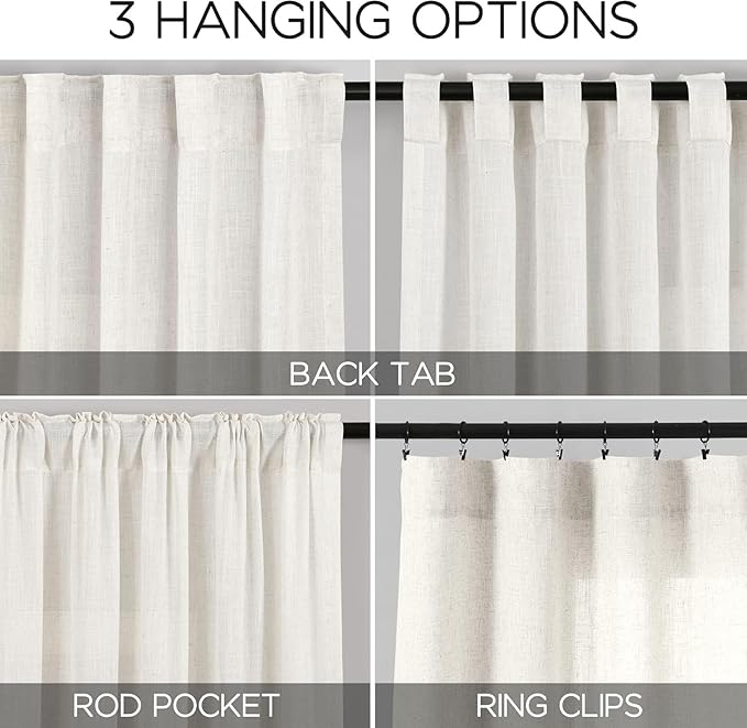 Nanspring Extra Wide Linen Curtains - Image 2