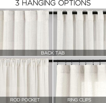 Extra Wide Beige White Curtains 96 Inches Long - Image 2