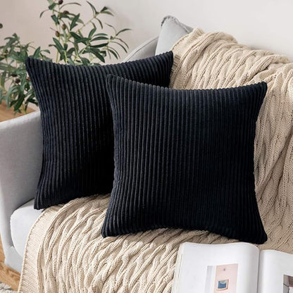 MIULEE Winter Pack of 2 Corduroy Soft Soild Decorative Square Throw Pillow by MIULEE