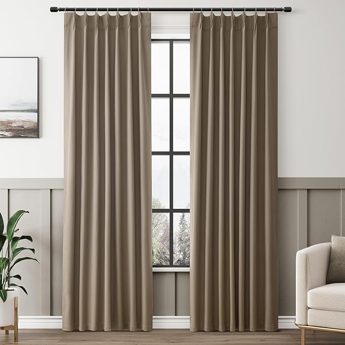 Dark Taupe Blackout Curtains 84 Inch Long by Aersas