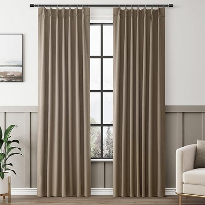 Dark Taupe Blackout Curtains 84 Inch Long by Aersas