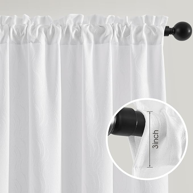 HOMEIDEAS White Semi Sheer Curtains 96 Inches Long, Light Filtering Privacy - Image 6