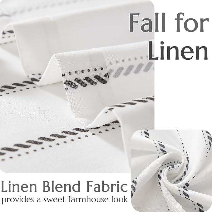 jinchan Linen Striped Kitchen Curtains Tier Cafe Curtains - Image 4