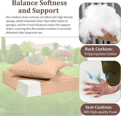 Waterproof Outdoor Chair Cushion Set of 4, Outdoor Cushions - Image 5