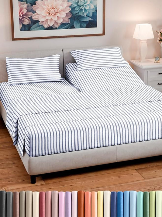 Split Head King Sheet Set – 4 Piece Flex Split Top King Sheets by CGKUnlimited