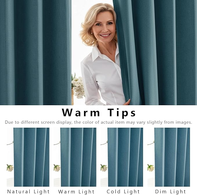 Linen 100% Blackout Curtains for Bedroom, Back Tab/Rod Pocket Curtain for - Image 6
