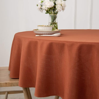 maxmill Round Slubby Textured Tablecloth Spill-Proof Wrinkle Free Soft Jacquard - Image 4