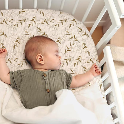lulumoon Baby Bassinet Sheets Muslin: Cotton Bedside Bassinet Sheets Floral - Image 7