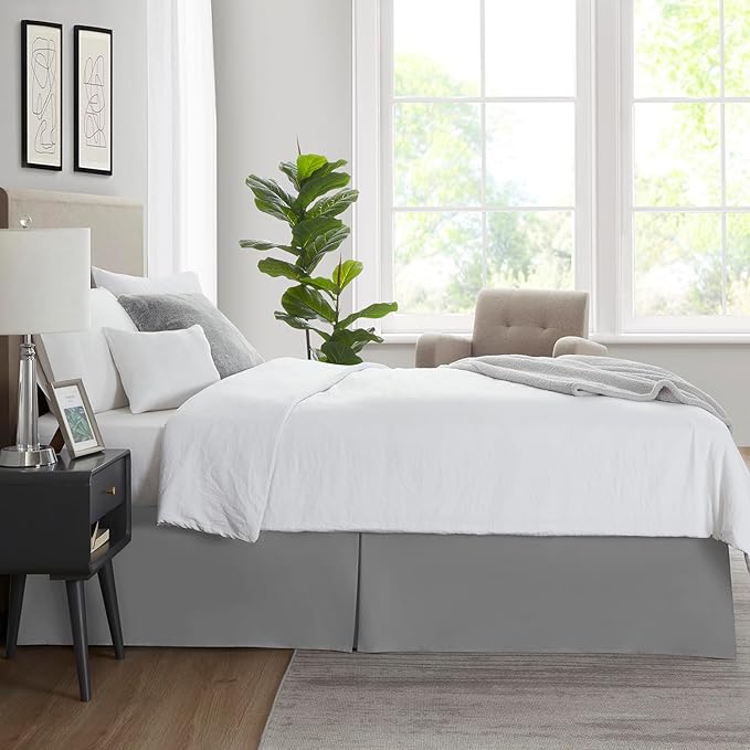 Nestl Grey Blue Bed Skirt Cal King Size - Image 7