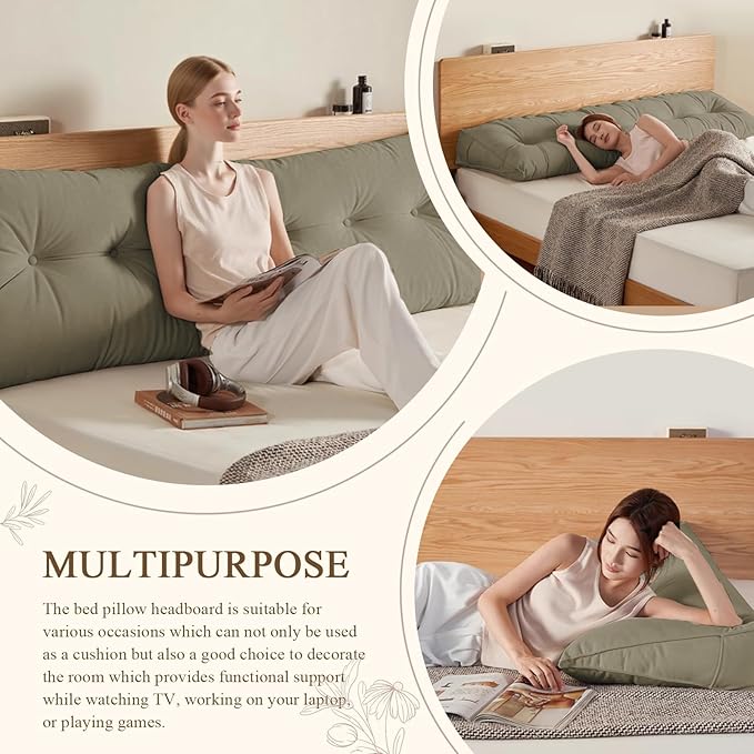 Headboard Pillow King, Large Triangular Wedge Headboard Pillow - Image 4