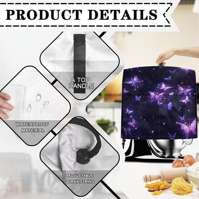 Generic Purple Butterfly Mixer Cover, Kitchen Stand Mixer Cover, Dust Protection - Image 7