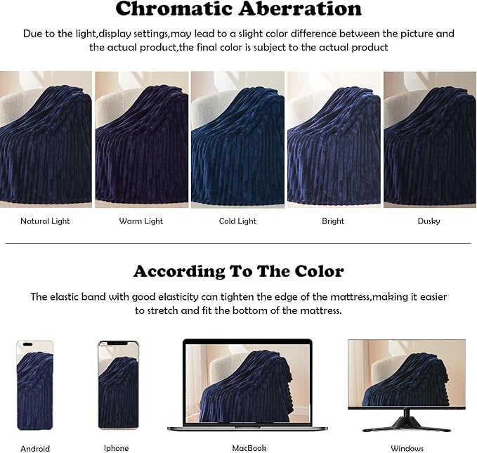 NEWCOSPLAY Super Soft Throw Blanket Dark Navy Premium Silky Flannel Fleece 3D - Image 6