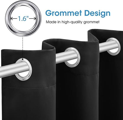 HOMEIDEAS Blackout Curtains for Bedroom 52 X 96 Inch Long 2 Panels Set Black - Image 4