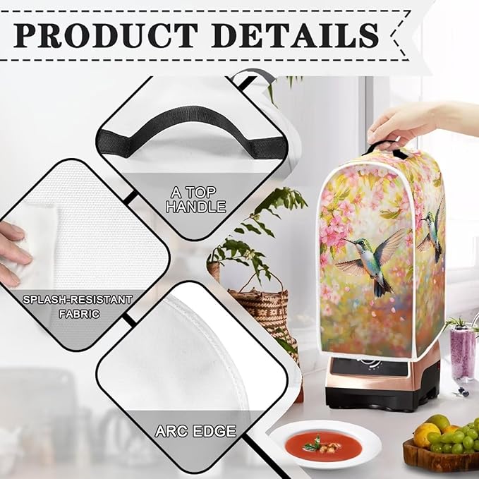 Hummingbird Dust Cover for Coffee Maker Flowers Kitchen Blender Cover Bread - Image 3