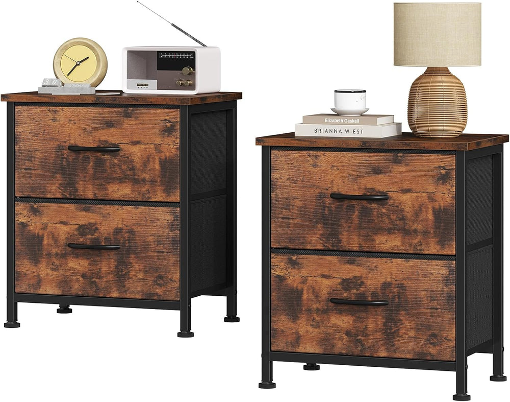 Sweetcrispy Nightstands Set of 2 with 2 Storage Drawer, Small Dresser