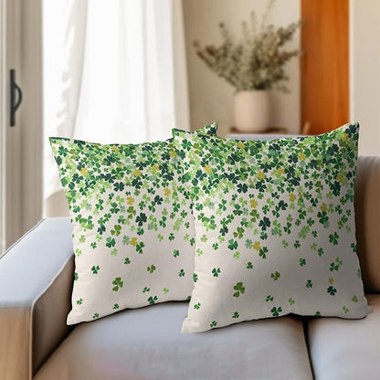 St. Patrick's Day Pillowcase 16x16 Inch 2 Pack Shamrocks Lucky Clover Throw - Image 6