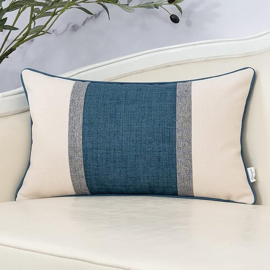 Yangest Patchwork Pillow Cover 12x20 Inch Luxury Cotton and Linen Cushion Cover by Yangest