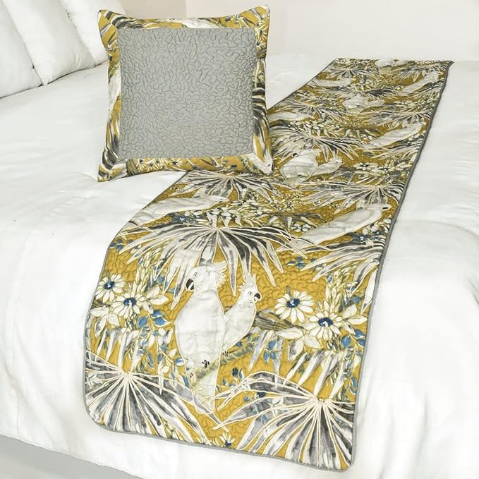 The HomeCentric King/Queen/Twin Grey & Yellow Decorative CA King 86"x18" Bed - Image 5