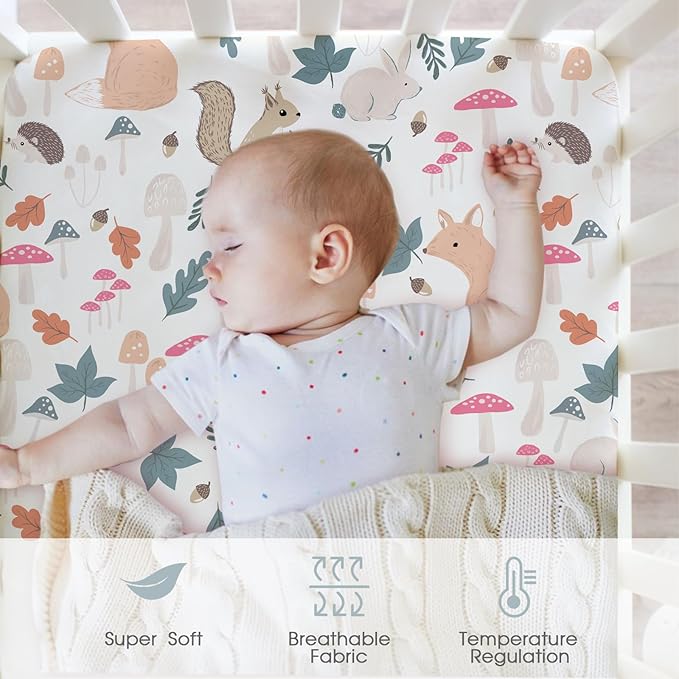 Bimocosy Crib Sheets 4 Pack, Baby Crib Sheets Fitted - Image 2