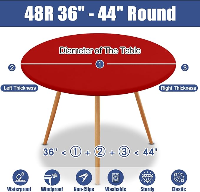 Round Spandex Christmas Tablecloth, Elastic Fitted Waterproof Tablecloths - Image 8