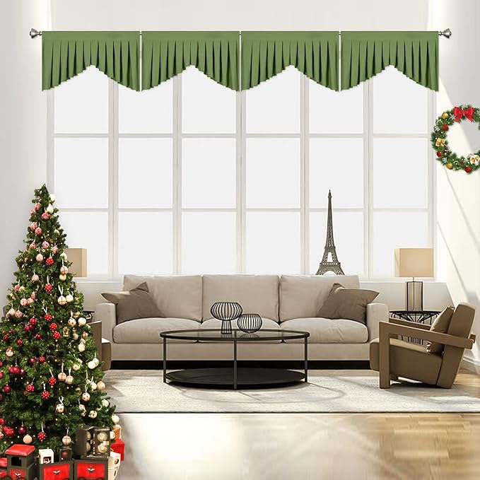 Valances for Windows Green Window Valance for Kitchen Rod Pocket Blackout by OYRING