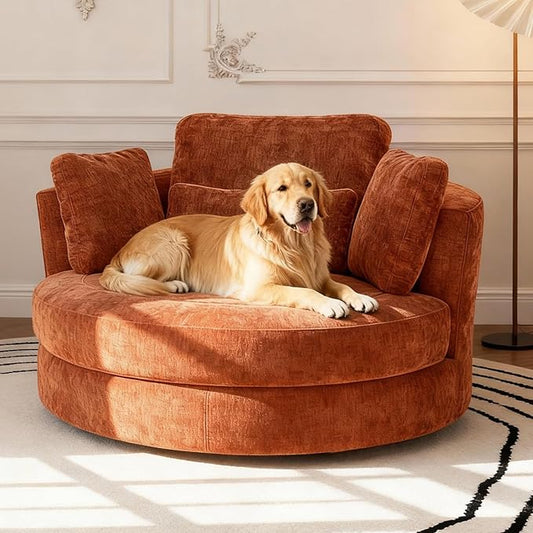 Aoiy & Wifon 50.2'' W Oversized Swivel Barrel Chair, Terracotta Swivel Accent by AoiyWifon