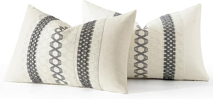 MIULEE Set of 2 Gray Boho Decorative Lumbar Pillow Covers 12x20 Inch Farmhouse - Image 7