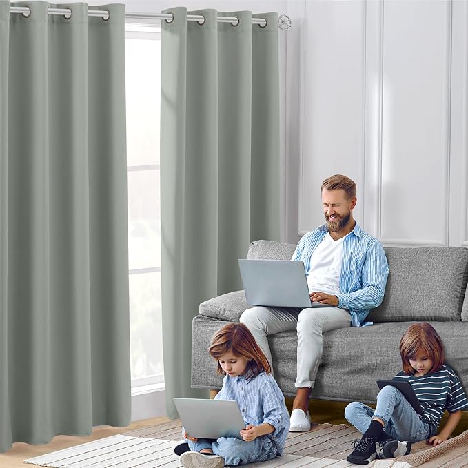 HOMEIDEAS Greyish Green Blackout Curtains - Image 2