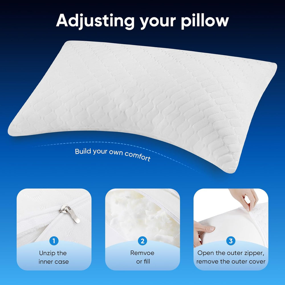 TWK Original Adjustable Bed Pillow Ergonomic Sleeping Design, Great for Back,...