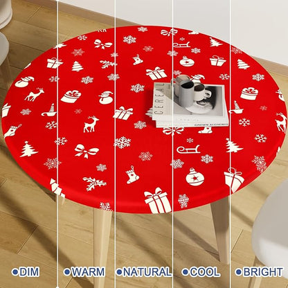 Round Spandex Christmas Tablecloth, Elastic Fitted Waterproof Tablecloths - Image 7