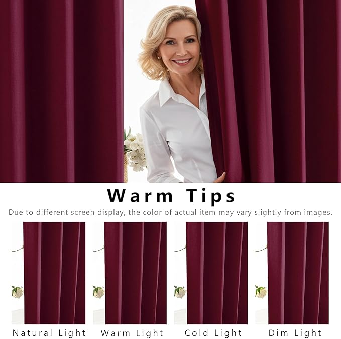 Linen 100% Blackout Curtains for Bedroom, Back Tab/Rod Pocket Room Darkening - Image 6