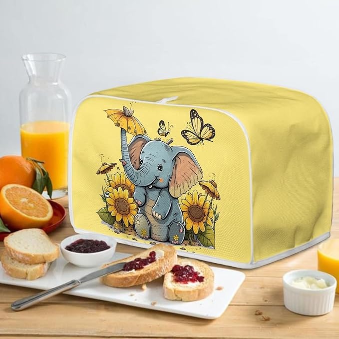 ZFRXIGN Elephant Sunflower Toaster Cover 2 Slice Small Appliance Covers Kitchen - Image 4