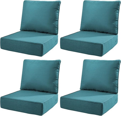 6" Thick Outdoor Cushions 22x24x6, 4-Set Deep Seat Patio Cushions by Pugire