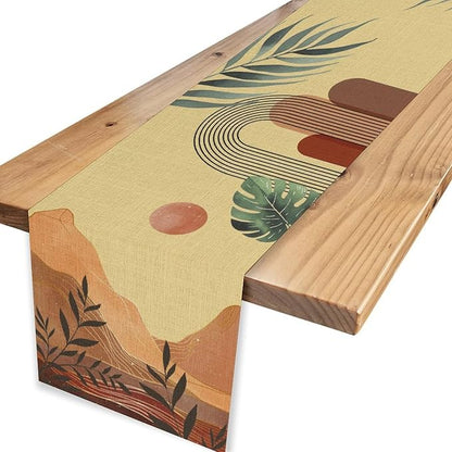 Abstract Mid Century Table Runner, Modern Mountain Sunset Boho Tropical Palm - Image 4