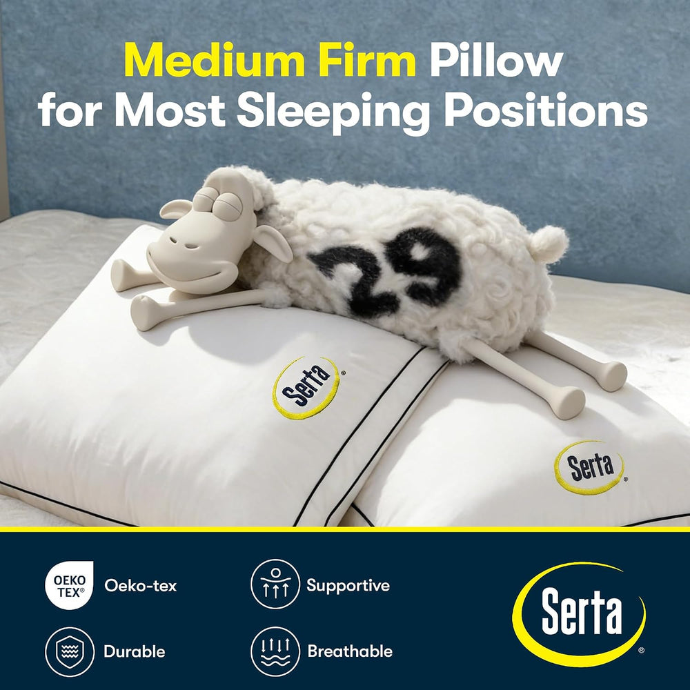 Serta Hotel Bed Pillows Queen/Standard Size Set of 2 Medium Firm Support