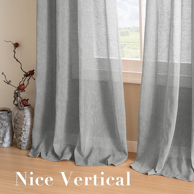 H.VERSAILTEX Ultimate Natural Effect Linen Semi-Sheer Curtains, Nickel Grommet - Image 7