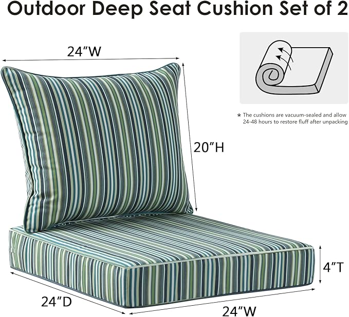 Sunbrella Outdoor Patio Chair Cushions Set, Water-Repellent, Fade Resistant - Image 6