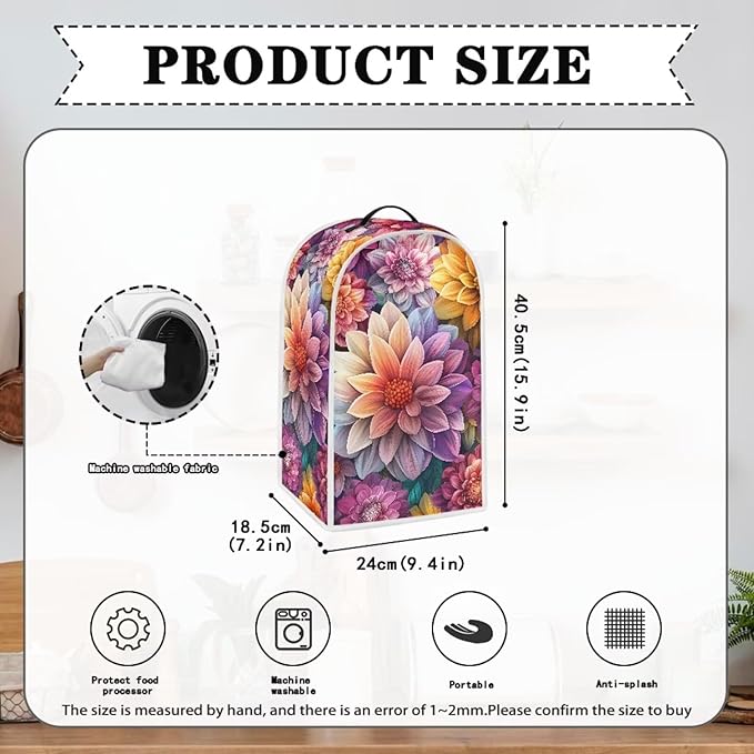 Bright Blossoms Dust Cover for Coffee Maker Boho Mandala Floral Kitchen Blender - Image 4