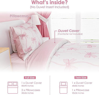 SANDJEST Bow Duvet Cover Sets Twin Size - Image 2